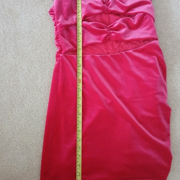 Lovers + Friends Dylan velvet hot pink lined barbie lace mini dress women’s Sz M - Picture 9 of 9